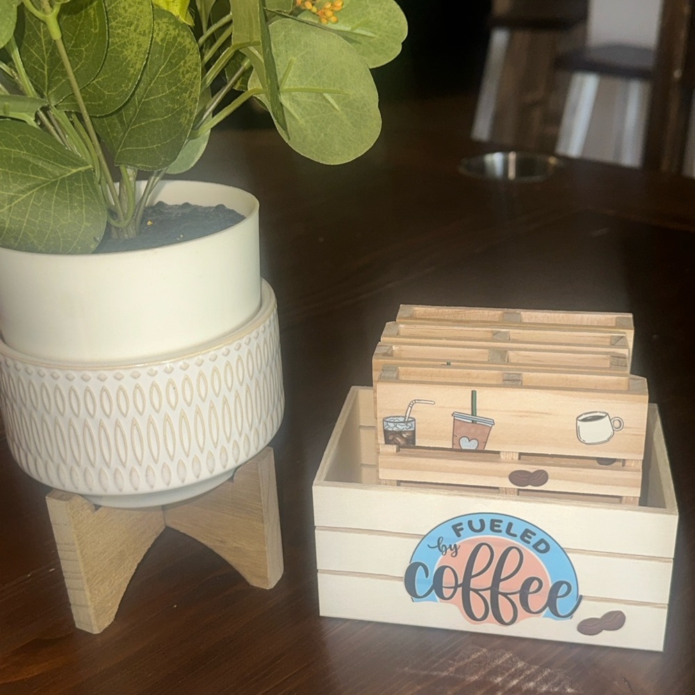 Wooden Coffee Coasters Set - Picture 3 of 3